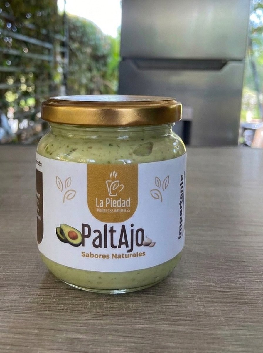 Frasco de PaltAjo de 250 gramos sobre el mesón de La Piedad, en Guarne.